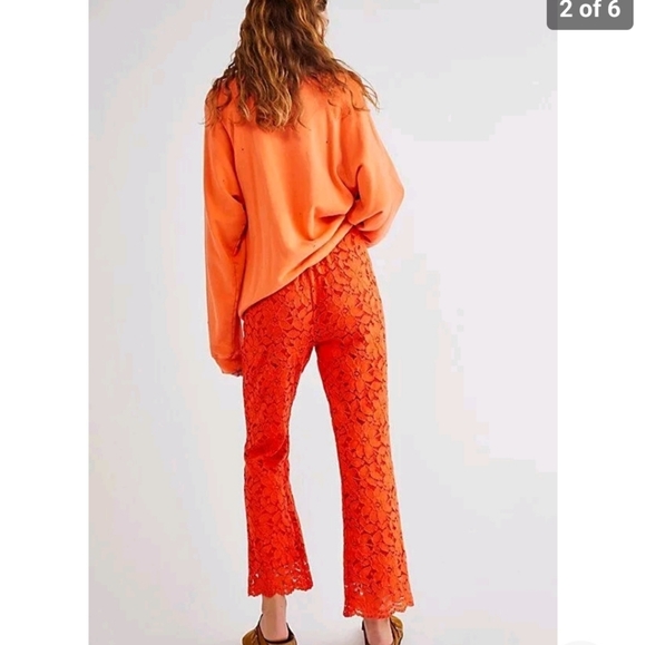 Free People Wild Laces Pull-On Crop Flare Pants Size Xs - Picture 2 of 7